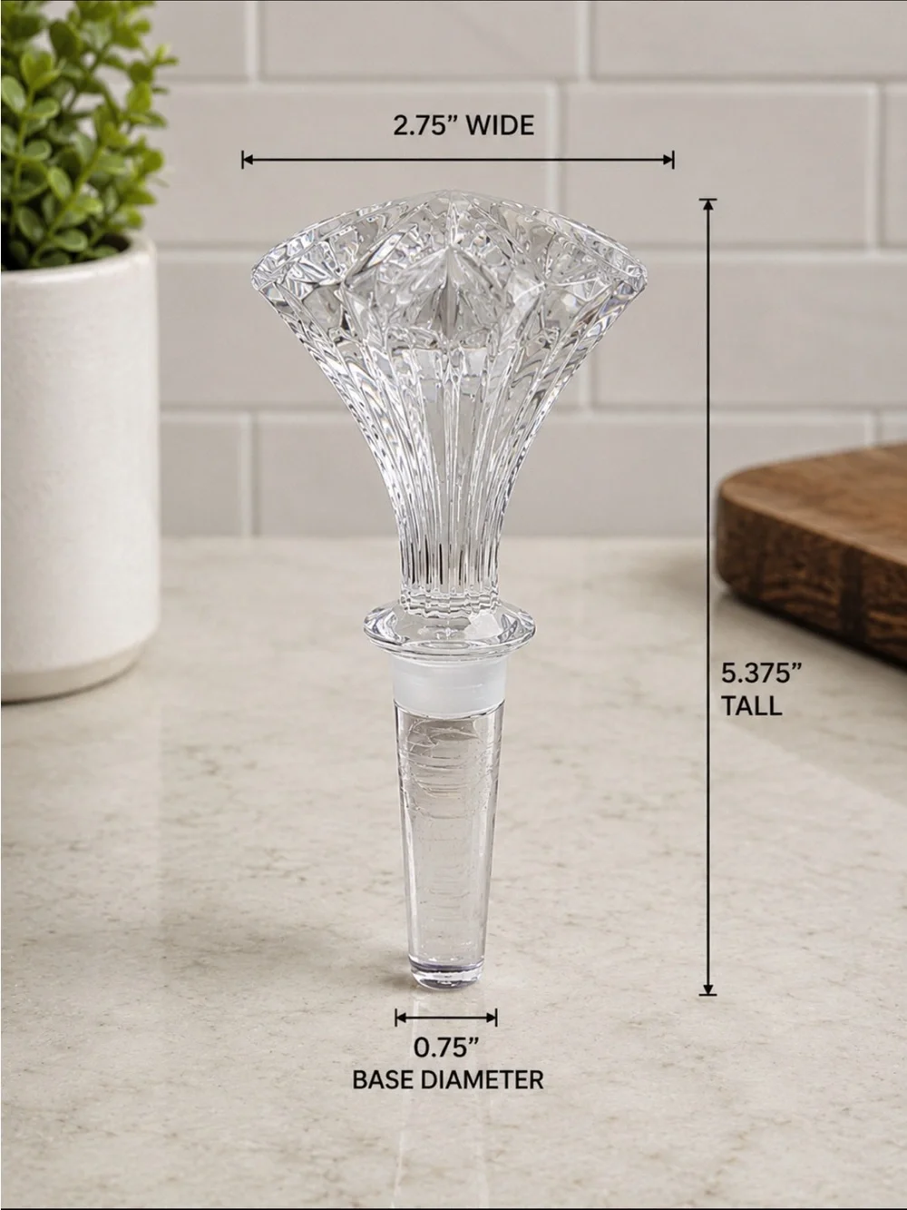 Waterford  Marguise Crystal Brookside Crystal Wine Bottle Stopper 5 3/8”